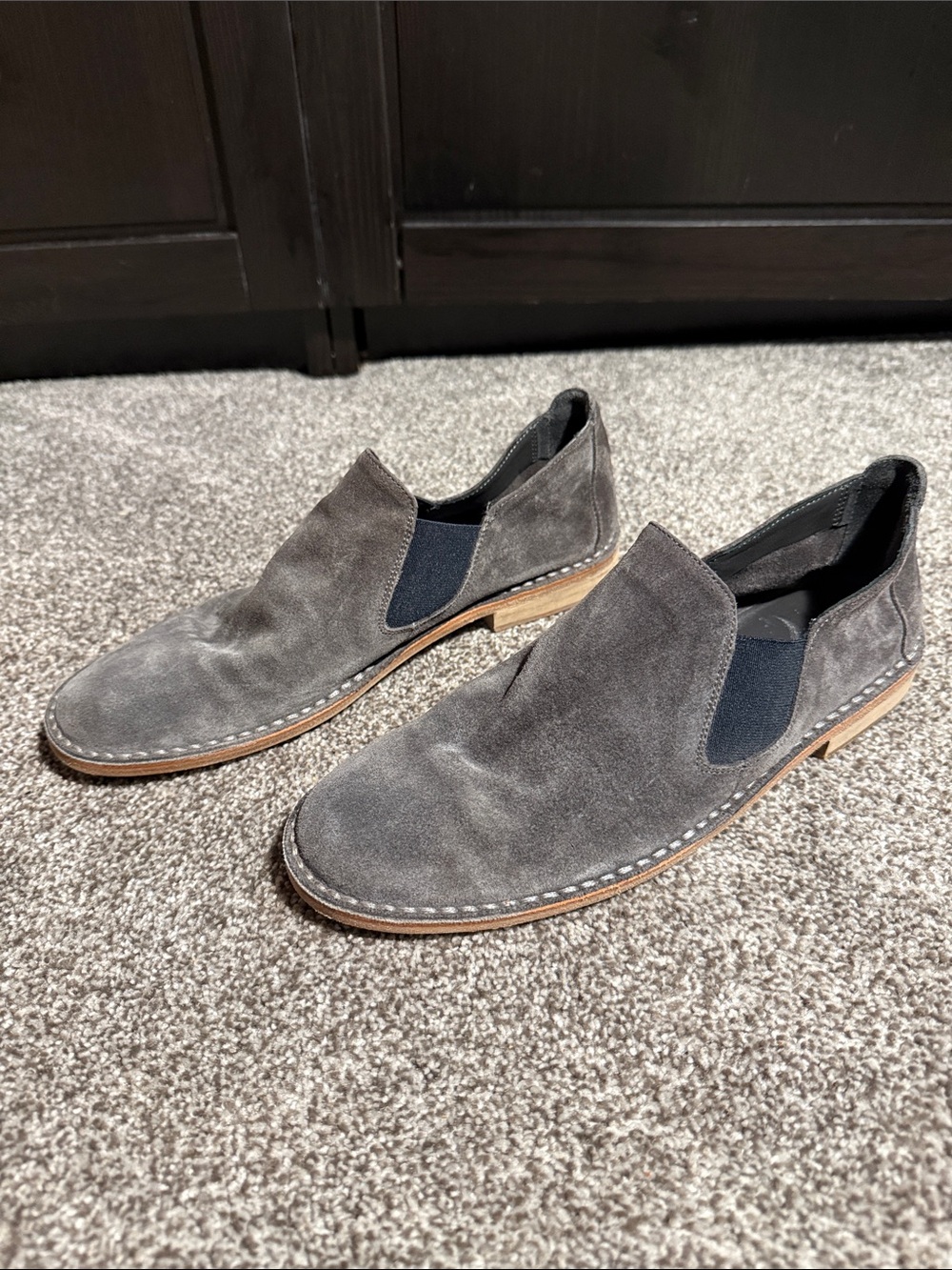 Vince Gray Suede Slip-On Loafers